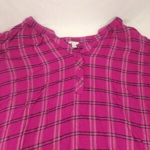 Cato Casual Long Sleeve 1/4 Button Graphic T Shirt Womens Size 26 / 28W Purple